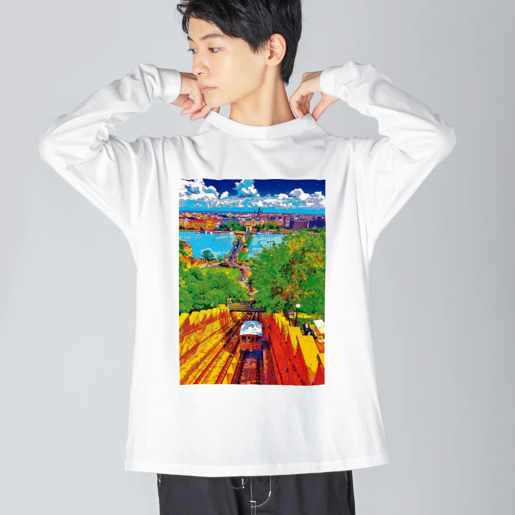 GALLERY misutawoのハンガリー ブダ城ケーブルカーとブダペストの街並み Big Long Sleeve T-Shirt