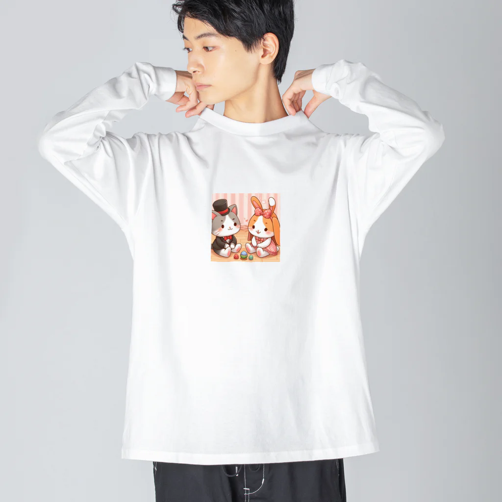 us shopのネコとウサギの戯れ Big Long Sleeve T-Shirt