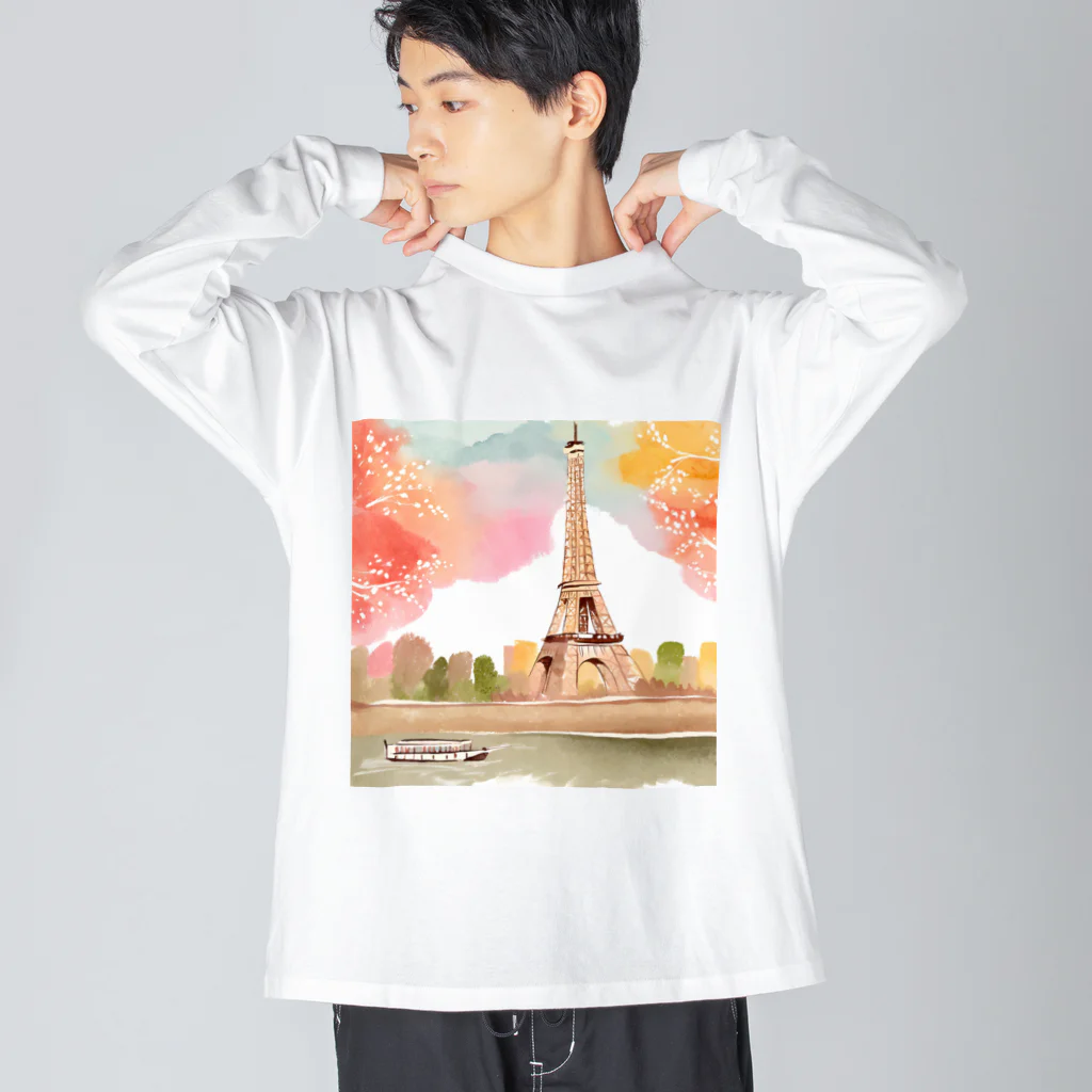 tyu-ripuのparis spring Big Long Sleeve T-Shirt