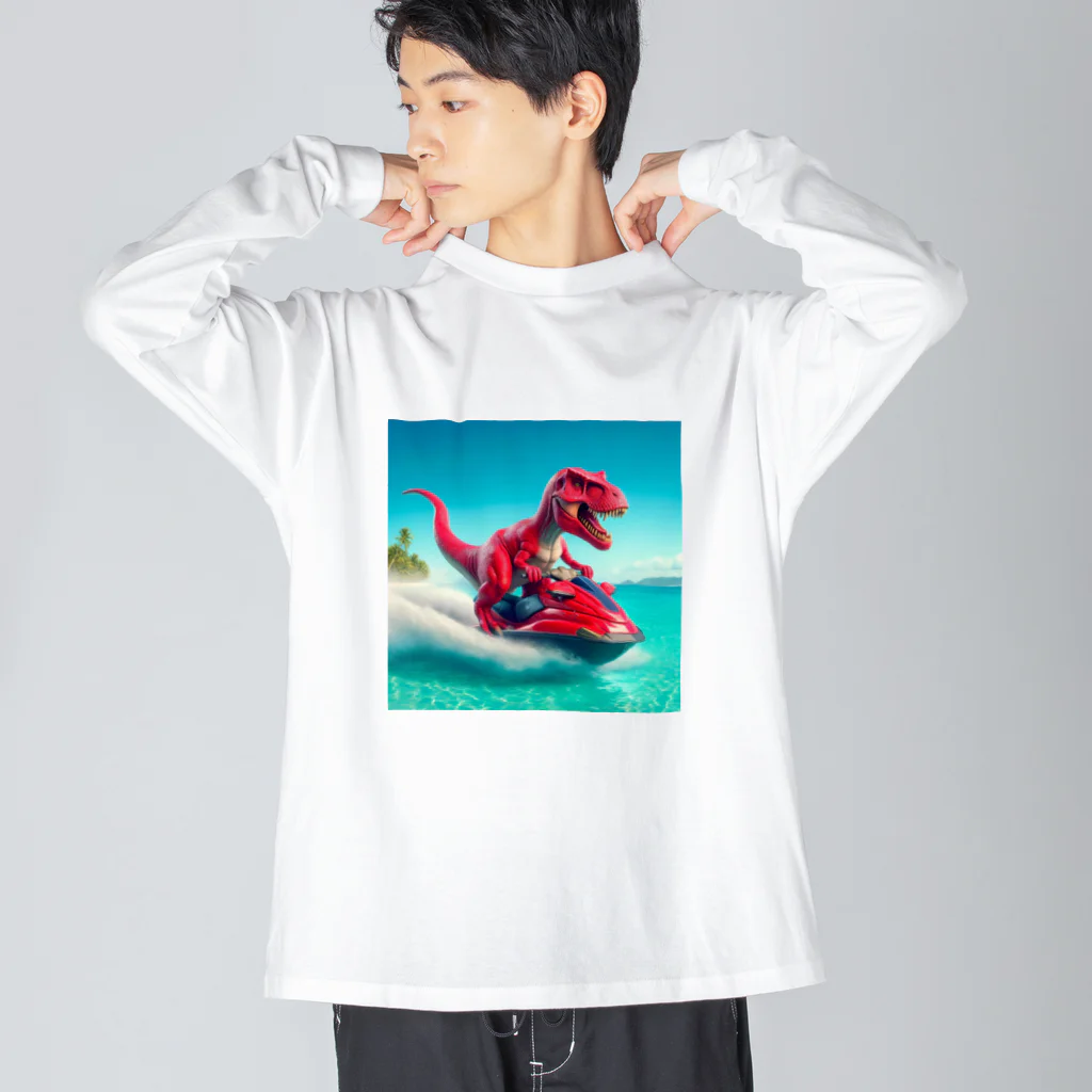 DINO-studioのジェットスキーを楽しむ赤ティラノ Big Long Sleeve T-Shirt