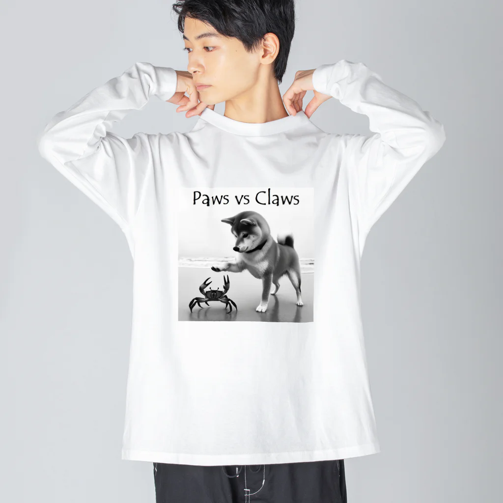 MatrixSphereのPaws vs Claws モノクローム ビッグシルエットロングスリーブTシャツ