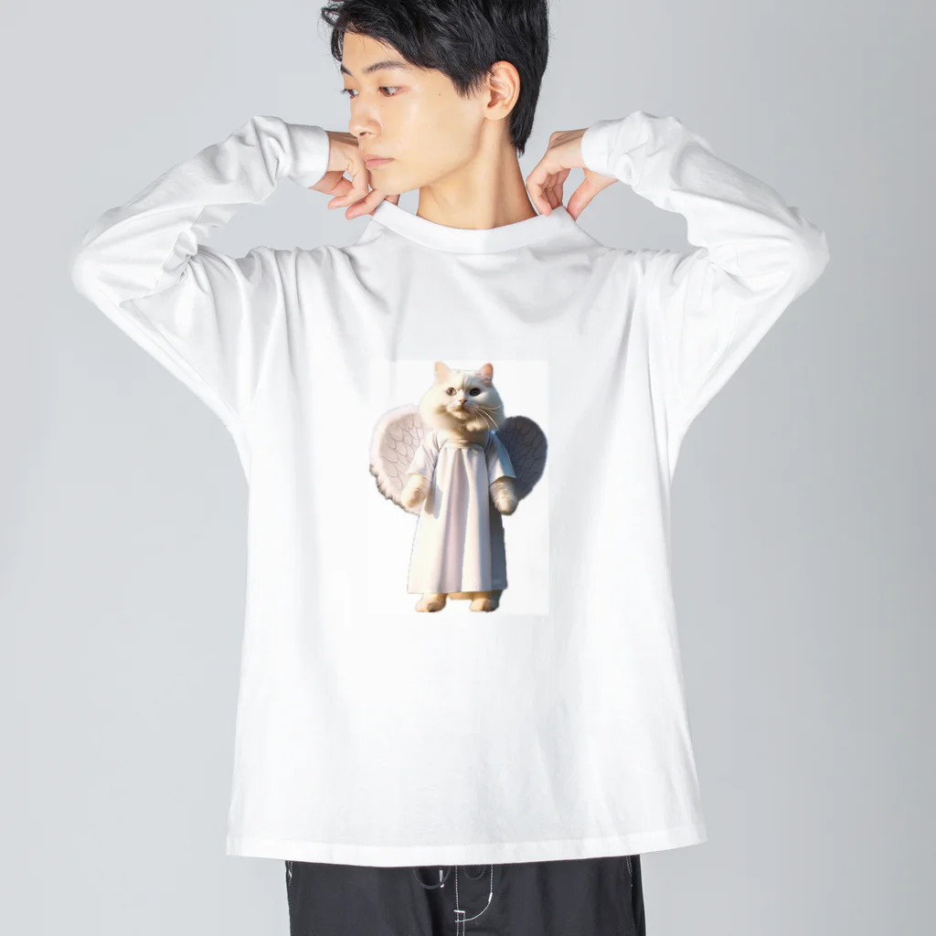 かわいい猫たちのかわいい天使の子猫と悪魔の子猫 ビッグシルエットロングスリーブTシャツ