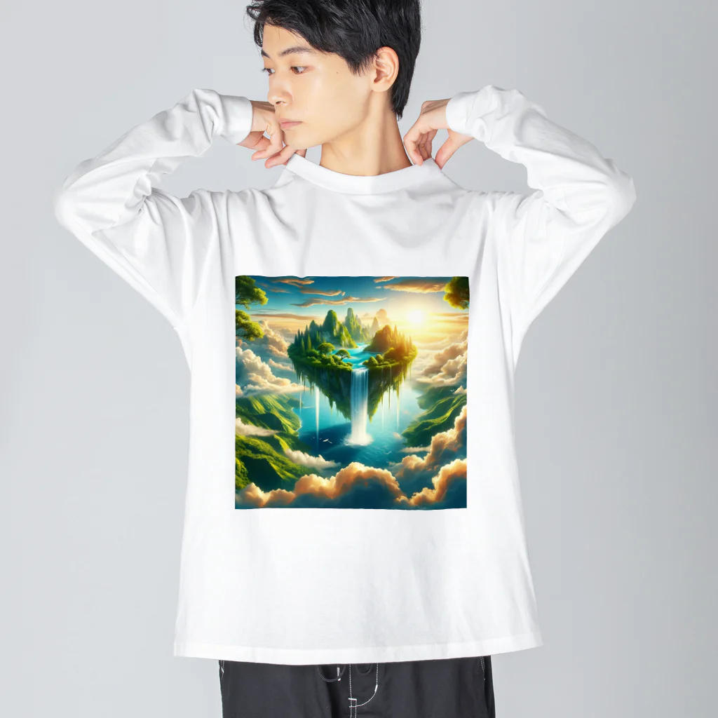 DQ9 TENSIの空高く浮かぶ伝説の島 ビッグシルエットロングスリーブTシャツ