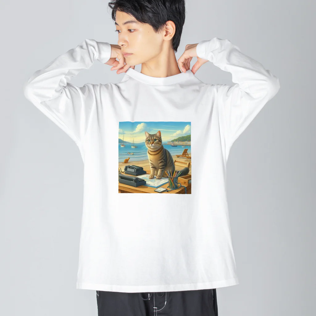 peace2024の海辺の仕事猫 Big Long Sleeve T-Shirt