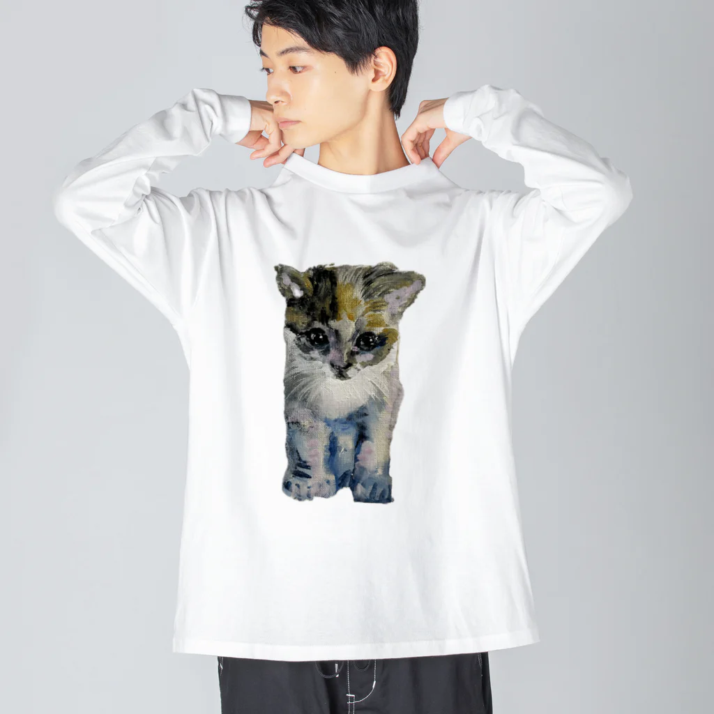 青い猫の真白 Big Long Sleeve T-Shirt