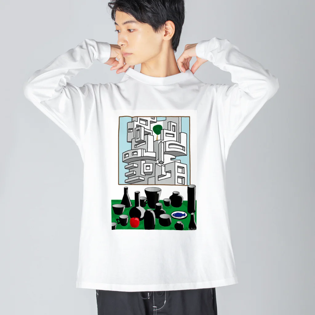 Noedewamaiの建築と瓶、置物など ビッグシルエットロングスリーブTシャツ