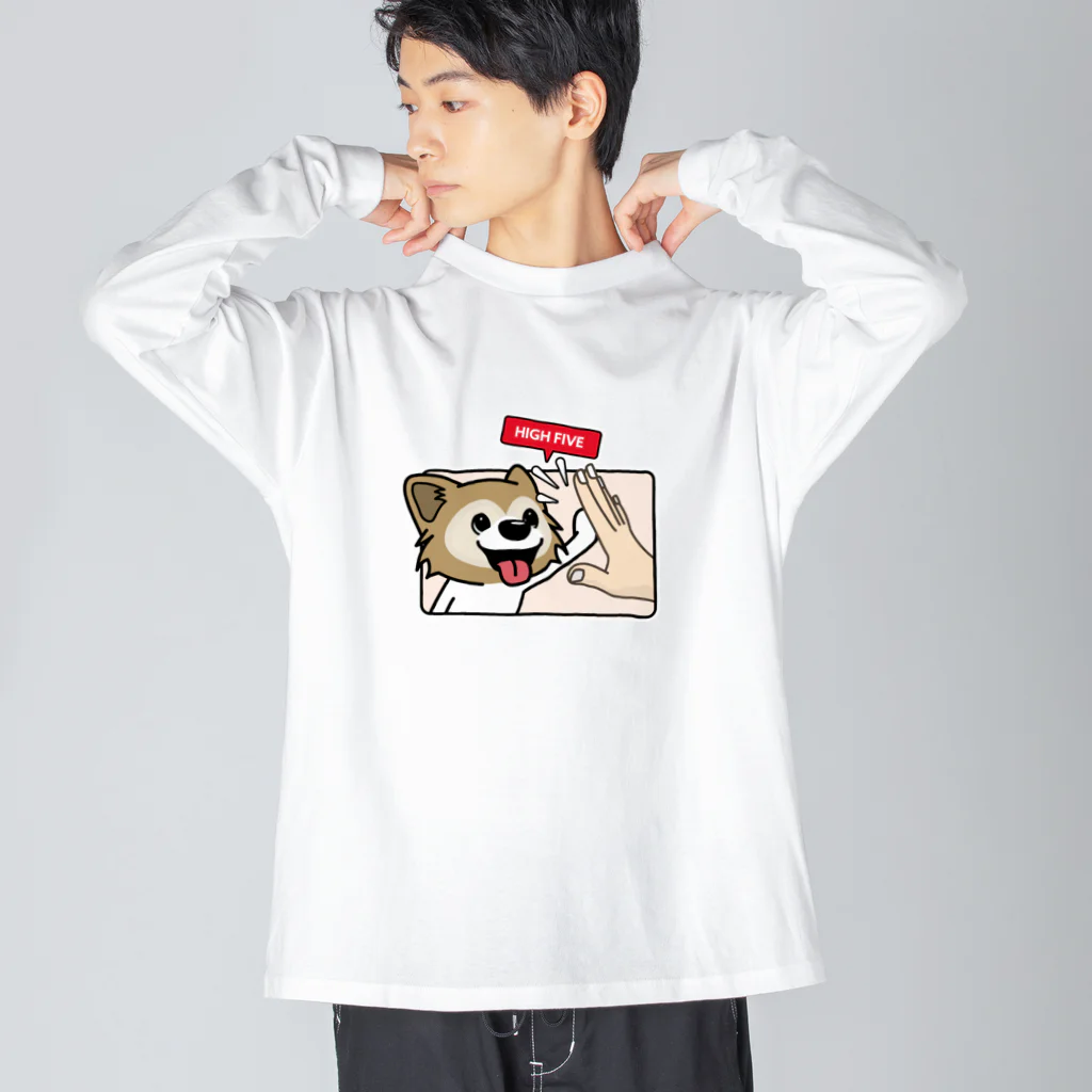 walkiesのハイタッチ！パピヨン ビッグシルエットロングスリーブTシャツ