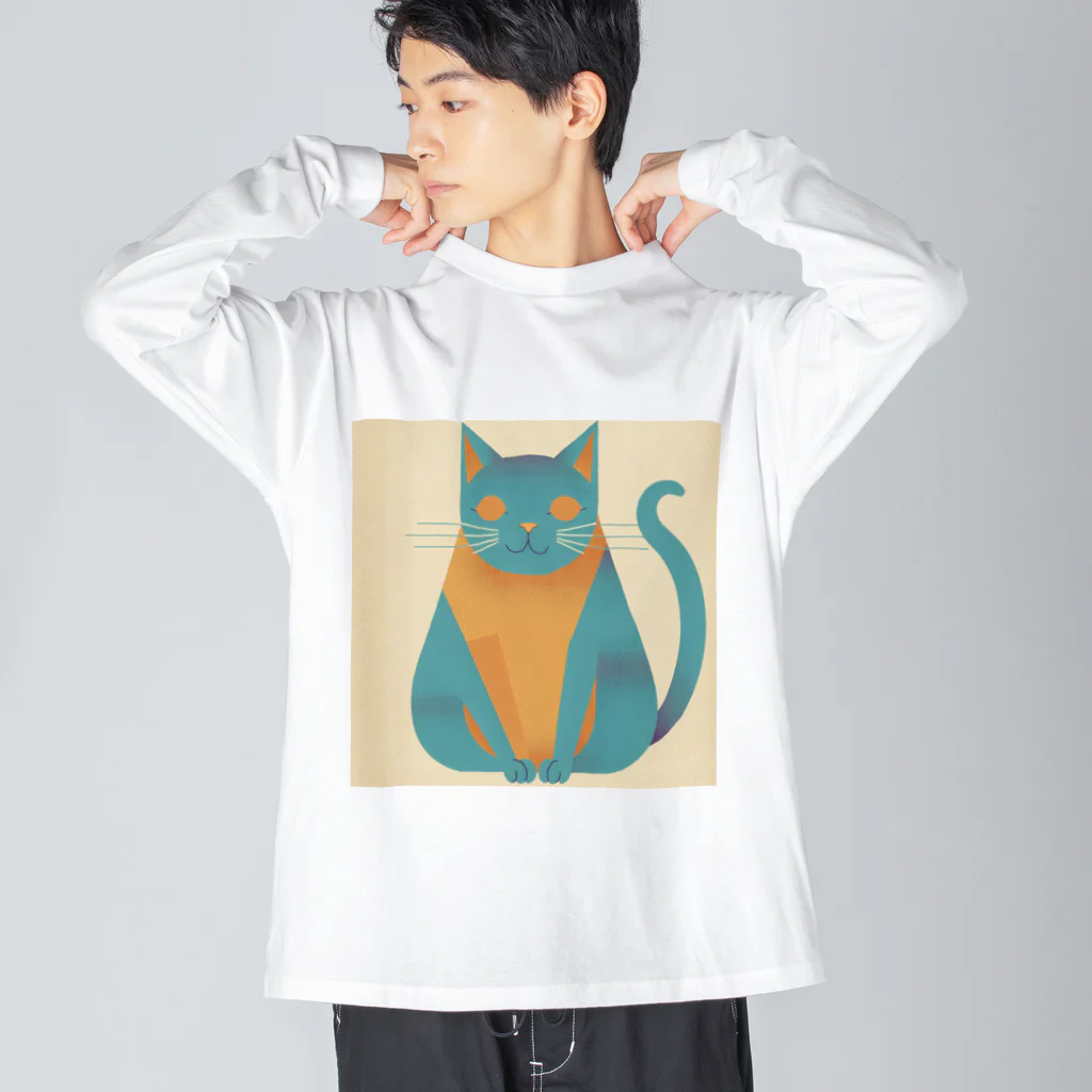 ミリススタイルの微笑みかけるネコ Big Long Sleeve T-Shirt