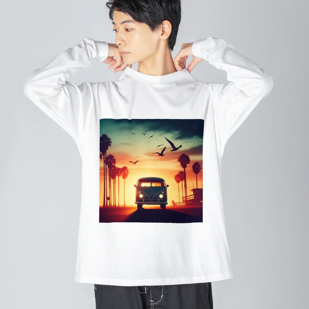 aircooled3のレトロなワーゲン 夕暮れビーチ 2 Big Long Sleeve T-Shirt