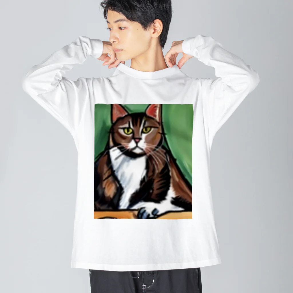 Ppit8のどっしりかまえる猫ちゃん ビッグシルエットロングスリーブTシャツ