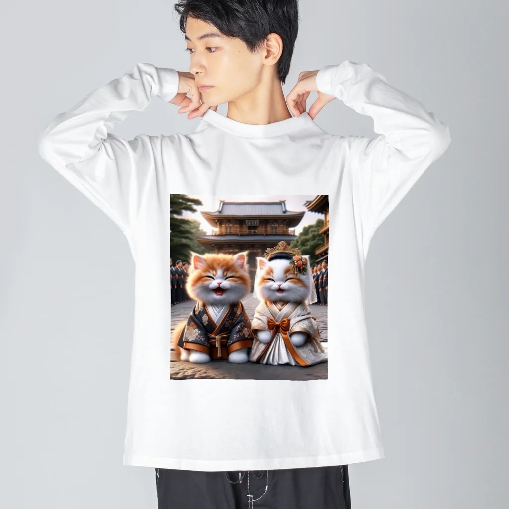 もふもふ日本史の結婚式、着物 Big Long Sleeve T-Shirt