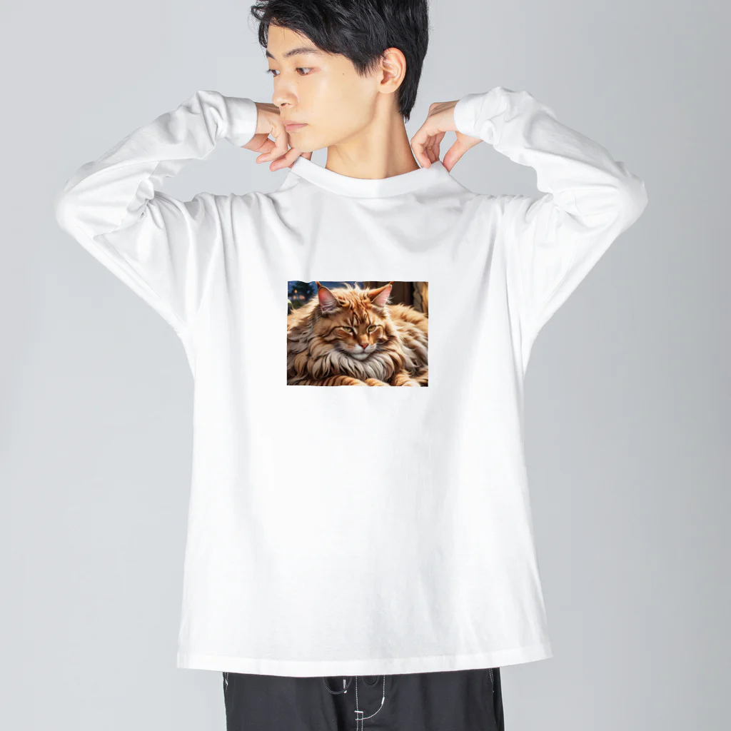 ねむねこのお店のふさふさねこ ビッグシルエットロングスリーブTシャツ