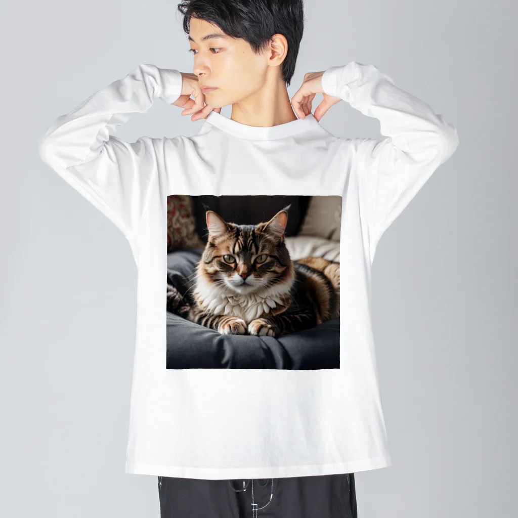 zigerparkのクッションと猫 ビッグシルエットロングスリーブTシャツ