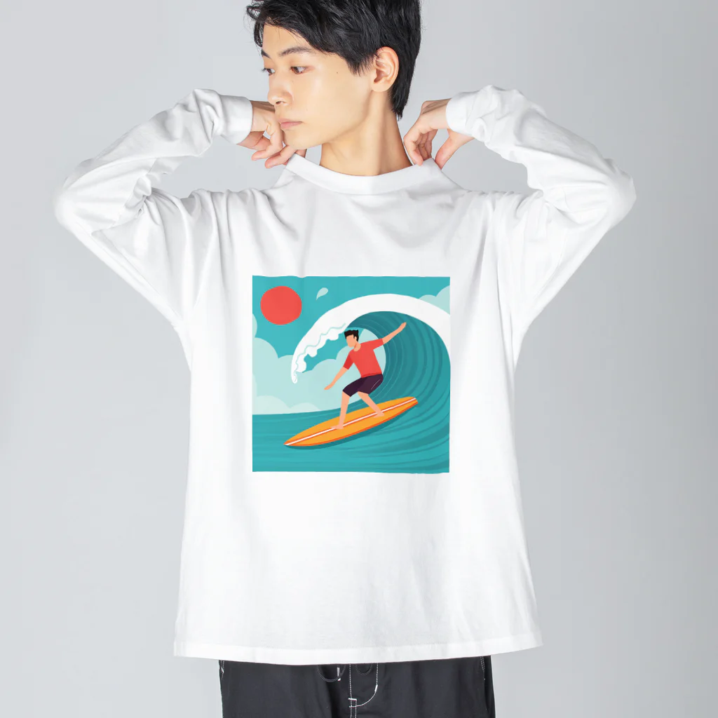 chan-takehaniのビッグウェーブに乗る ビッグシルエットロングスリーブTシャツ