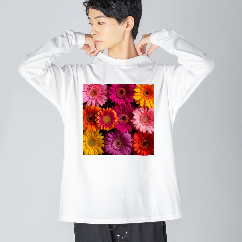 オンラインショップイエローリーフの色鮮やかな綺麗な花 ビッグシルエットロングスリーブTシャツ