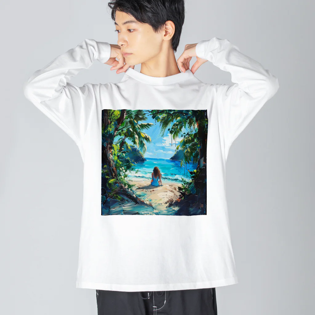 AQUAMETAVERSEのプライベートビーチでバカンス　Tomoe bb 2712 ビッグシルエットロングスリーブTシャツ