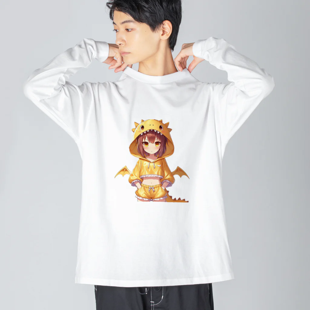 dramusumeの暑くてイライラするドラ娘 ビッグシルエットロングスリーブTシャツ