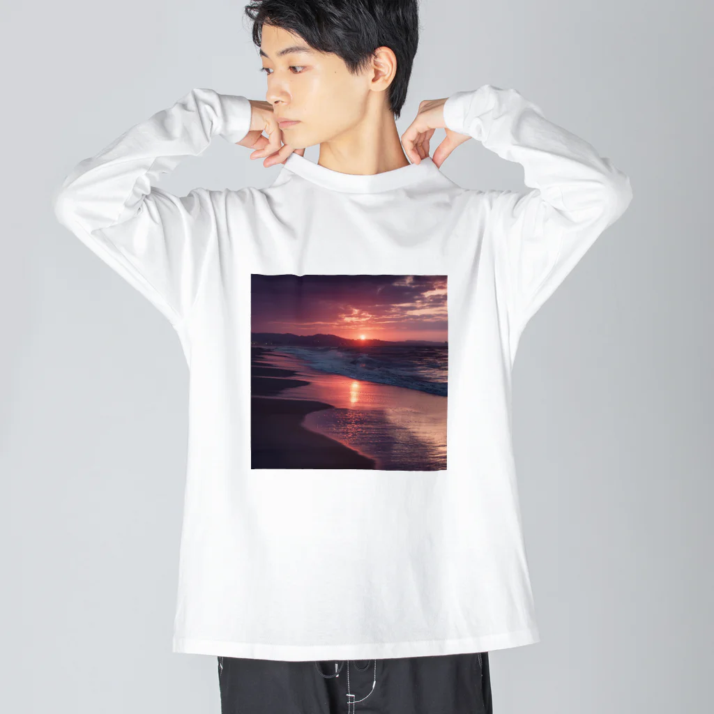 Mysycaの海辺の夕日 ビッグシルエットロングスリーブTシャツ