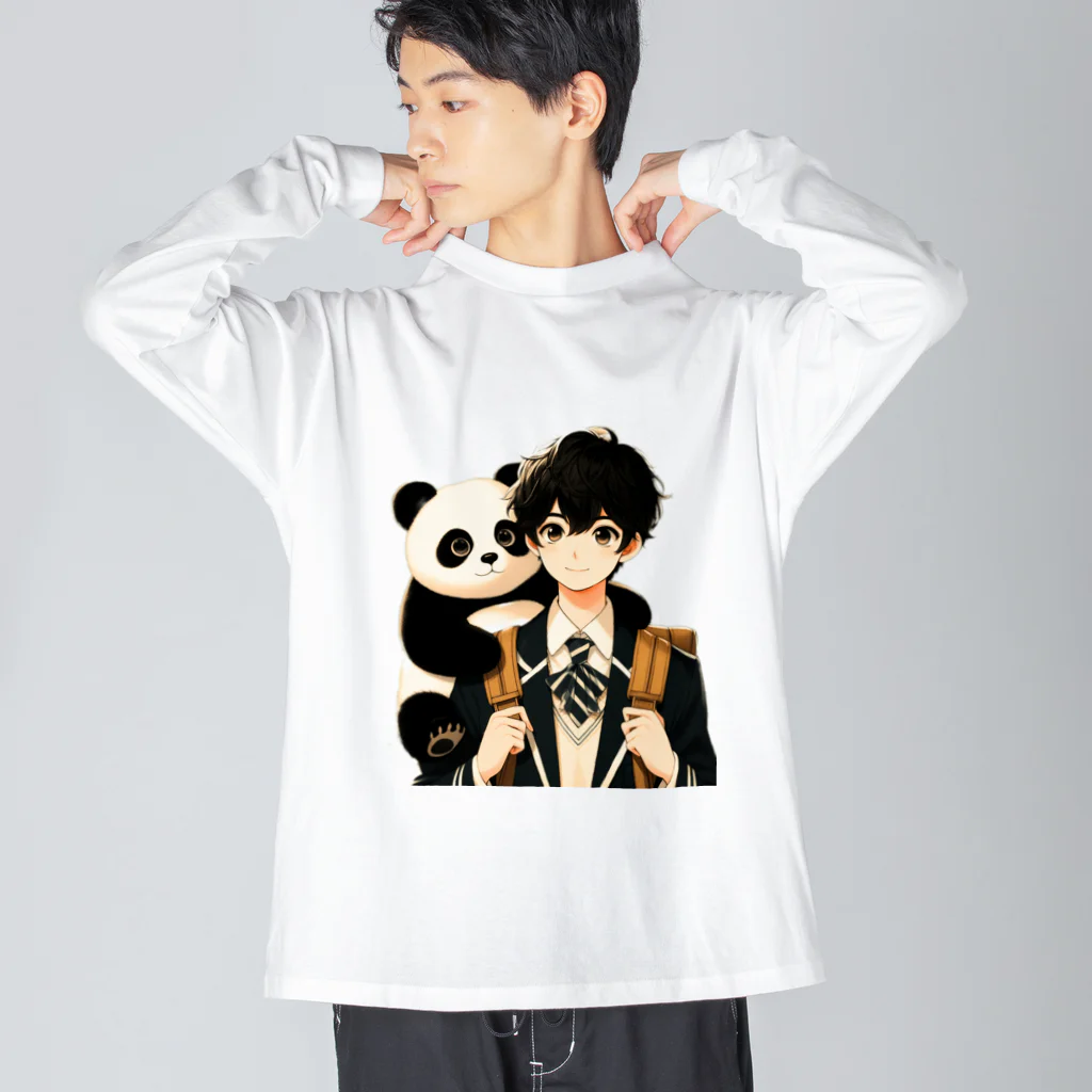 可愛い男の子イラスト販売所　By,keicyanの男の子　中学1年生　パンダ Big Long Sleeve T-Shirt