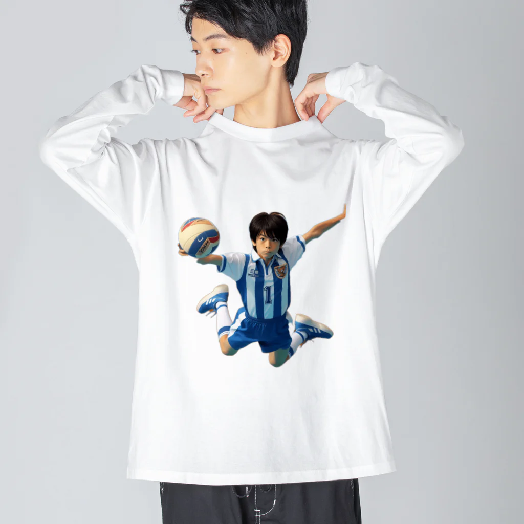 可愛い男の子イラスト販売所　By,keicyanの男の子　中学1年生　ハンドボール部 ビッグシルエットロングスリーブTシャツ