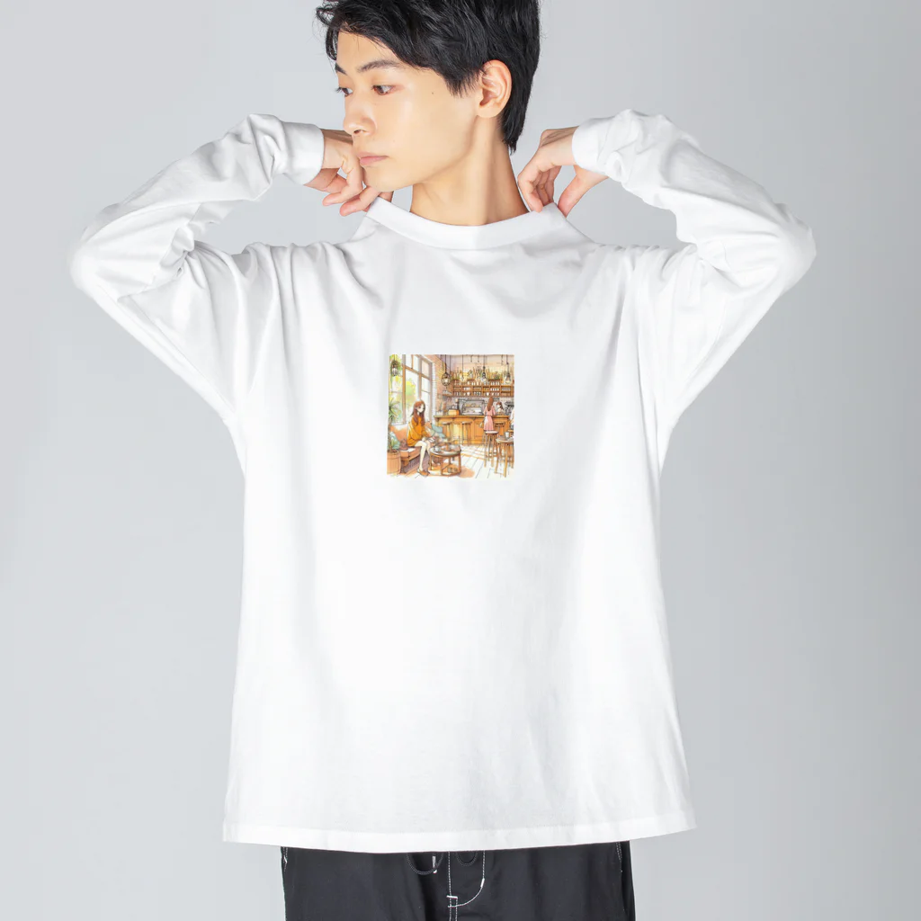 tattat259のカフェでくつろぐ女の子 Big Long Sleeve T-Shirt