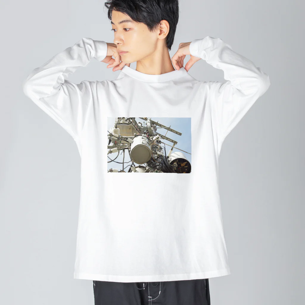 田螺_tanisiの電柱 ビッグシルエットロングスリーブTシャツ