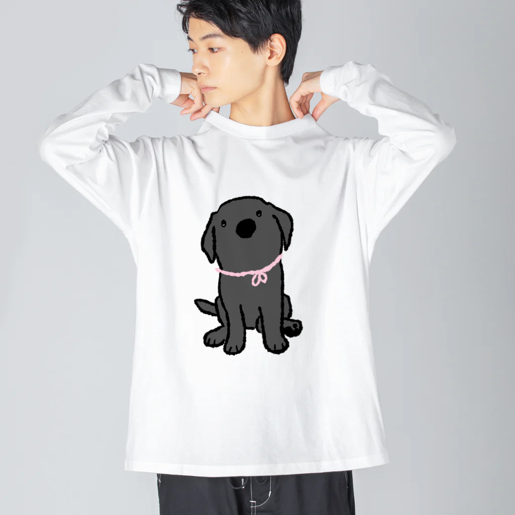 Dog Drawer Drawn by Dogの黒ラブパピー ビッグシルエットロングスリーブTシャツ