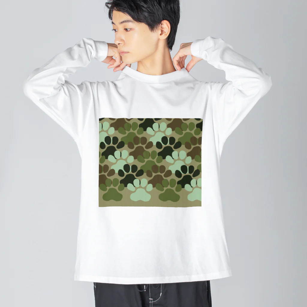 onehappinessの肉球　迷彩柄 Big Long Sleeve T-Shirt