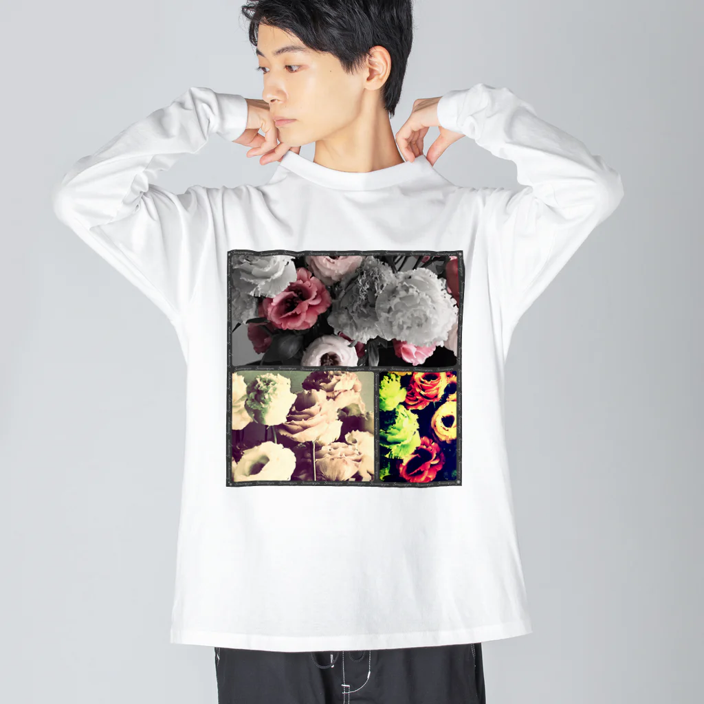 そらいろもようの大人可愛いシックな花柄 Big Long Sleeve T-Shirt