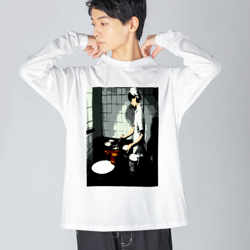 Danke Shoot Coffeeの粥を調理する女性 Big Long Sleeve T-Shirt