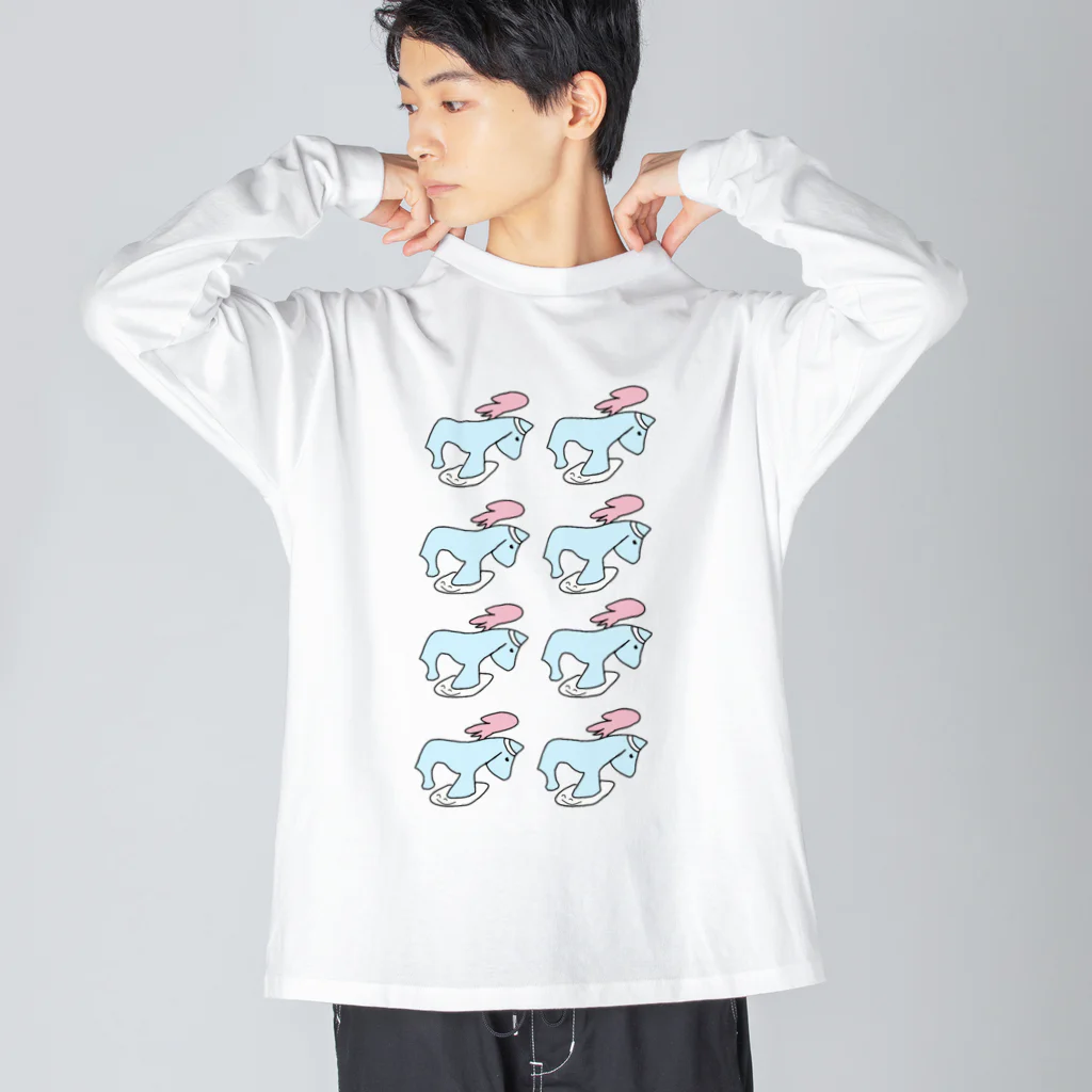 ダイナマイト87ねこ大商会のうどんペガサス ビッグシルエットロングスリーブTシャツ