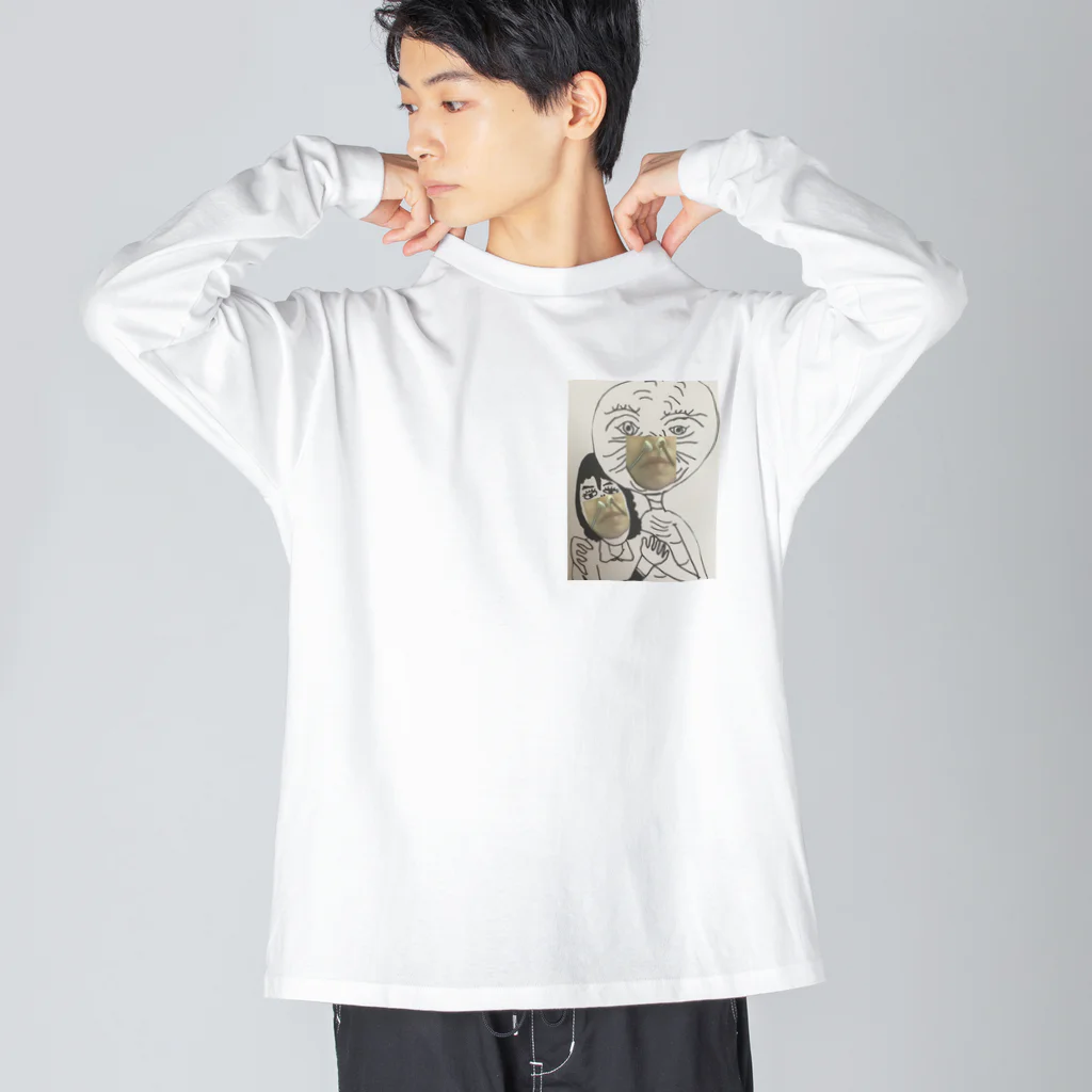 megmegkurumiの鼻毛ワックスつけるモジャモジャとシワシワ ビッグシルエットロングスリーブTシャツ