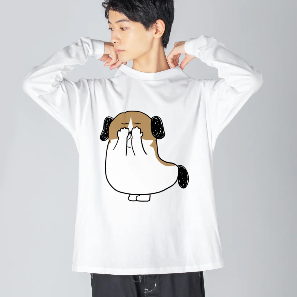 マツバラのもじゃまる目隠し Big Long Sleeve T-Shirt