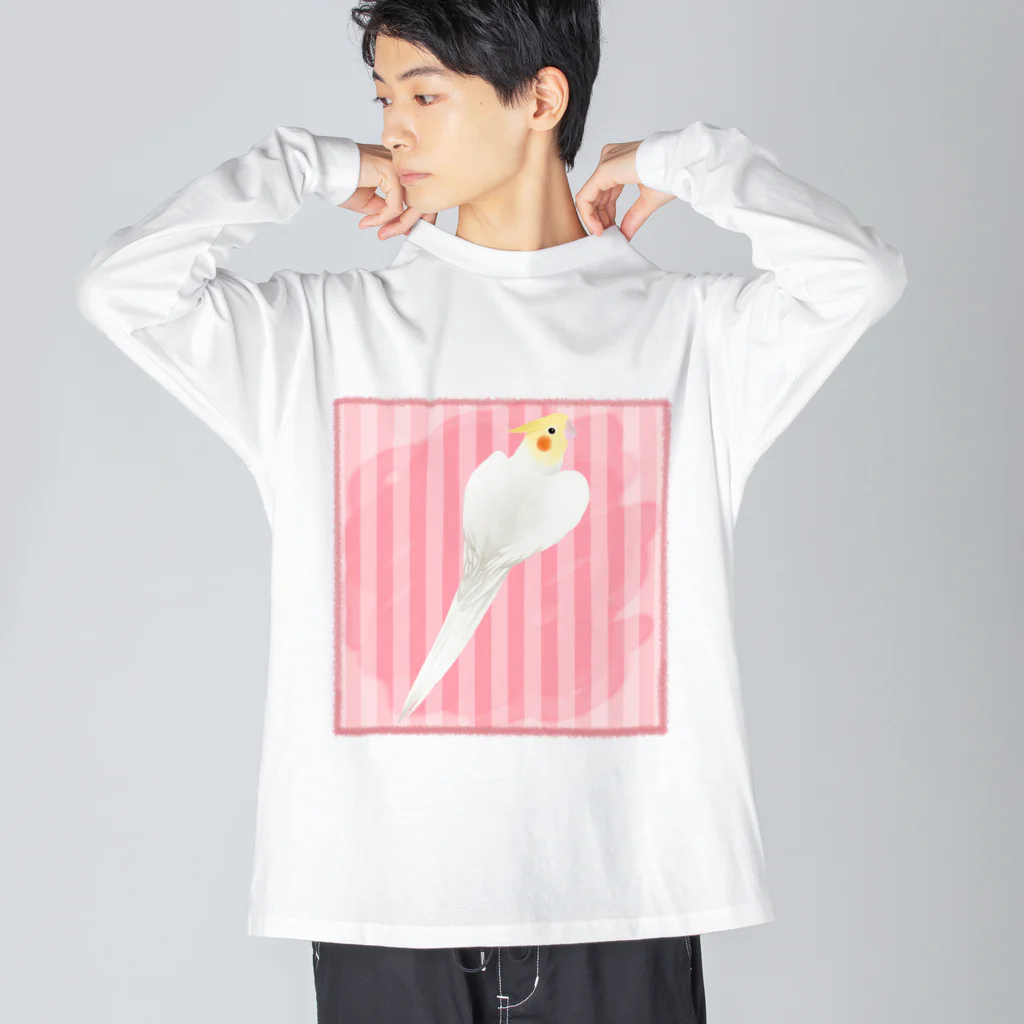 まめるりはことりのオカメインコ　ハートルチノーオカメインコ【まめるりはことり】 Big Long Sleeve T-Shirt