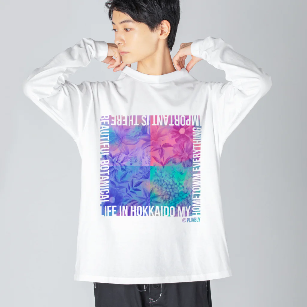 PliablyのBotanical life in Hokkaido（Marble_B） ビッグシルエットロングスリーブTシャツ