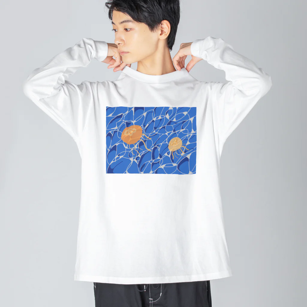 コナテオニのオレンジのクラゲ ビッグシルエットロングスリーブTシャツ