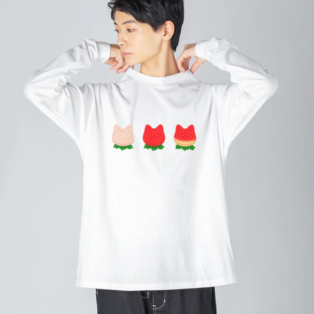 ☀️ひなたぼっくすの🍓ねこいちご ビッグシルエットロングスリーブTシャツ