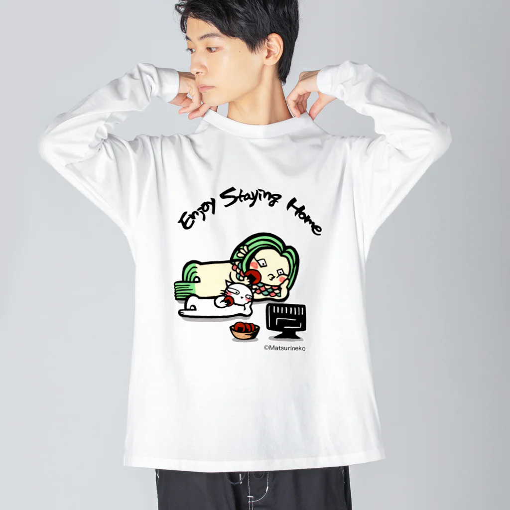 まつり猫ショップのEnjoy Staying Home２ Big Long Sleeve T-Shirt