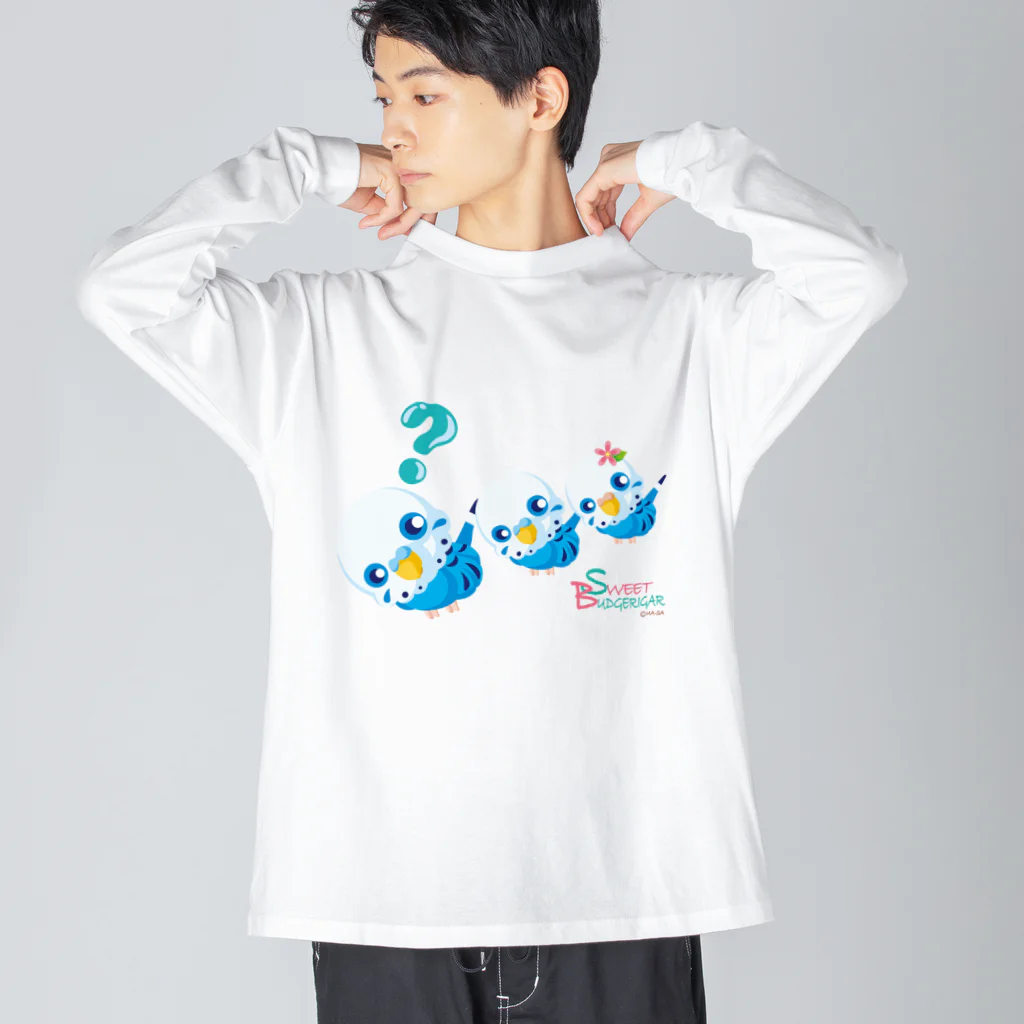 ma-sa's LaboratoryのSweet Budgerigar／？（ハテナ） ビッグシルエットロングスリーブTシャツ