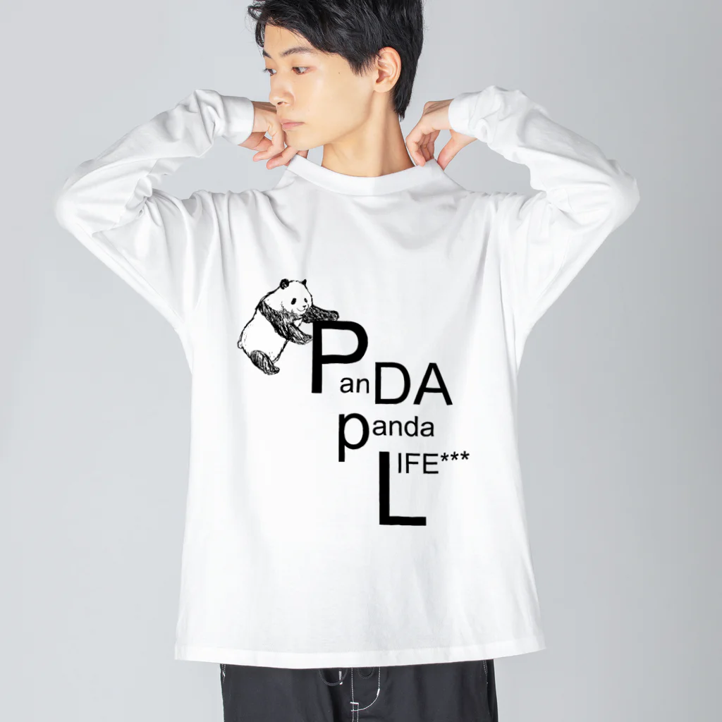 PANDA panda LIFE***の文字を運ぶパンダ Big Long Sleeve T-Shirt