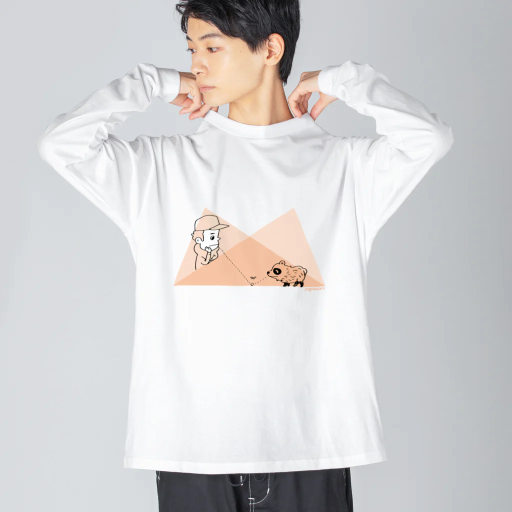 ヤギワタルのタヌキと少年の幾何学 ビッグシルエットロングスリーブTシャツ