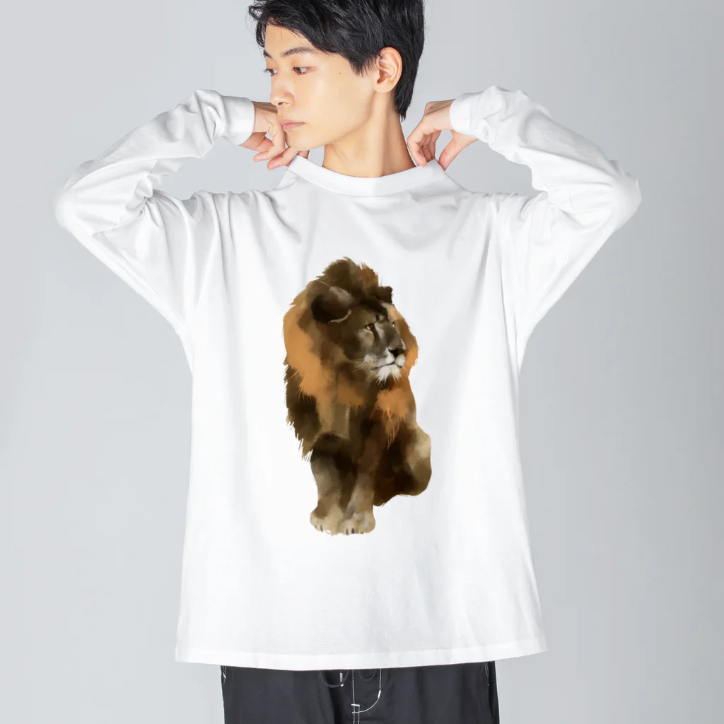 バクの森 〜マレーバクや動物イラストのグッズ 〜のAnimals シリーズ 〜ライオン〜 ビッグシルエットロングスリーブTシャツ