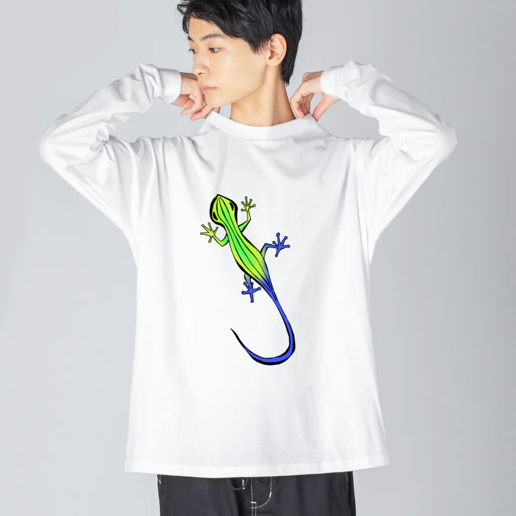 ぱくちのお店のトカゲくん ビッグシルエットロングスリーブTシャツ