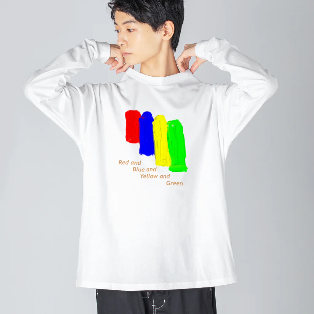 aconaruの赤、青、黄、緑 ビッグシルエットロングスリーブTシャツ