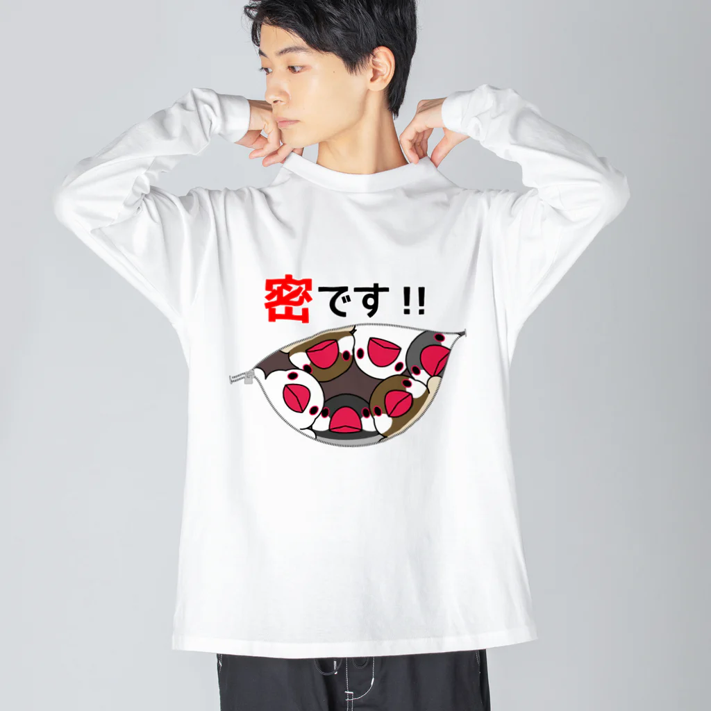 まめるりはことりの密です！文鳥さん【まめるりはことり】 ビッグシルエットロングスリーブTシャツ