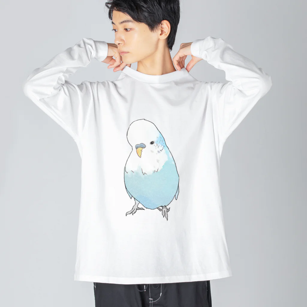 まめるりはことりの可愛いジャンボセキセイインコ【まめるりはことり】 Big Long Sleeve T-Shirt