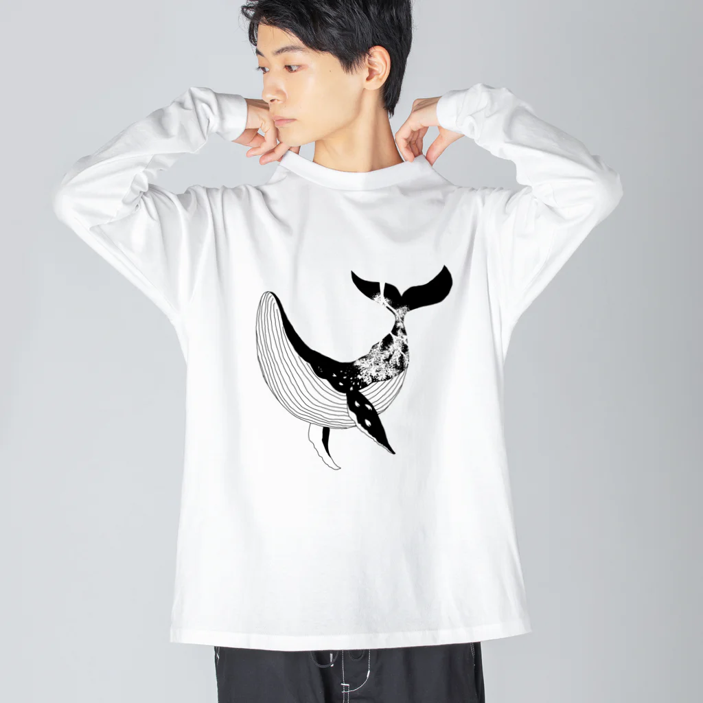 ぱくちのお店の桜吹雪くくじら（改定） Big Long Sleeve T-Shirt