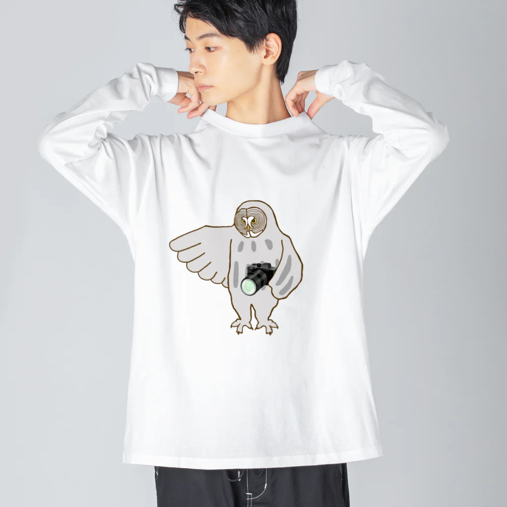 amyu-k フクロウセンターのカメラマンカラフトフクロウ Big Long Sleeve T-Shirt