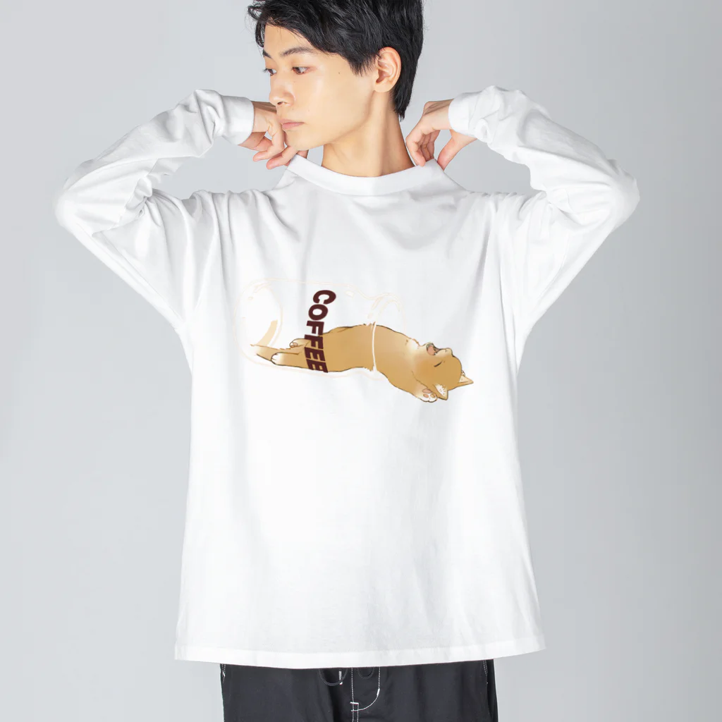 suzurlの猫は液体ーMilk coffeeー ビッグシルエットロングスリーブTシャツ