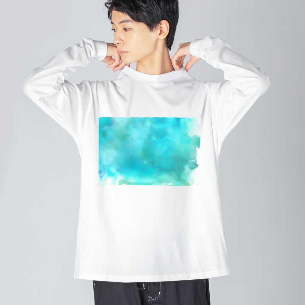 ya-pyのターコイズ　水彩 Big Long Sleeve T-Shirt